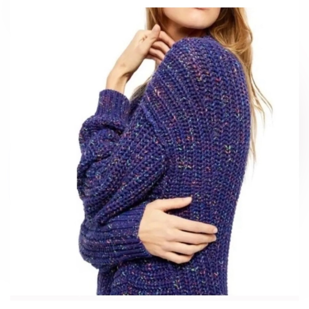 FREE PEOPLE Neon Lights Chunky Knit oversized Sweater in Midnight Aura Combo XS